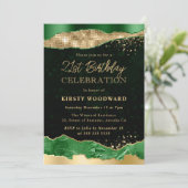 Groene en goudglitter Glam Tears 21e verjaardag Kaart (Staand voorkant)