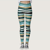 Groene en goudglitterstrepen leggings (Voorkant)