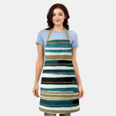 Groene en goudglitterstrepen schort (Gedragen)