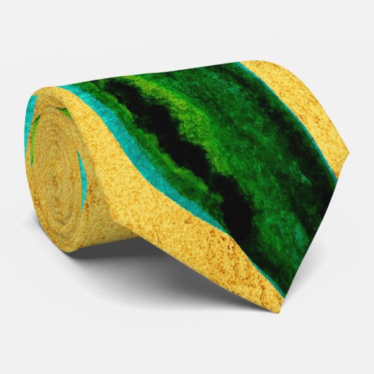 Groene en goudhaverbladeren stropdas (Opgerold)