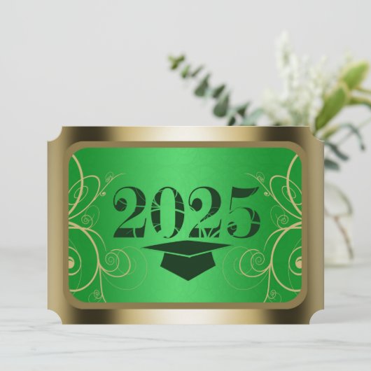 Groene en goudkleurige Lijst Kaart (Staand voorkant)