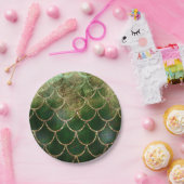 Groene en goudmakreelvis papieren bordje (Feest)