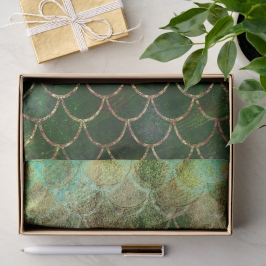 Groene en goudmakreelvis tissuepapier (Geschenk)