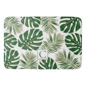 Groene en goudtropische bladeren en monogram badmat (Voorkant)