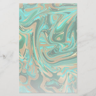 Groene en goudvloeibare marmer briefpapier