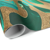 Groene en goudvloeibare marmer cadeaupapier (Rol Hoek)