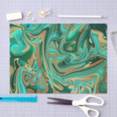 Groene en goudvloeibare marmer tissuepapier (Craft)