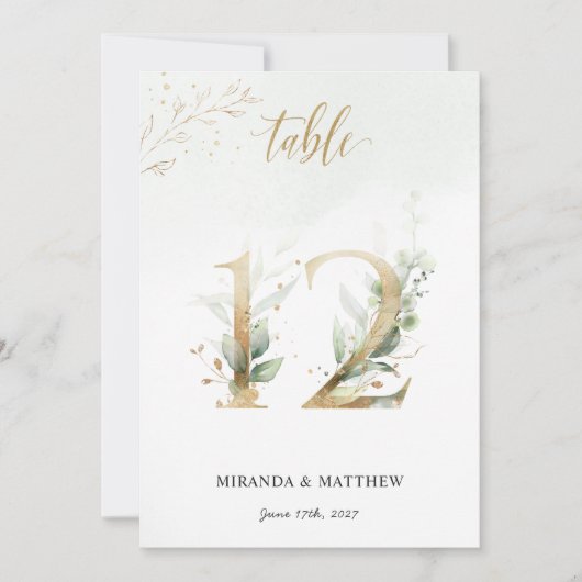 Groene en goudvulling, formaat 5 x 7 inch Tabel Nu Kaart (Voorkant)