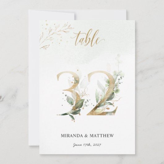 Groene en goudvulling, formaat 5 x 7 Tabel Nummer  Kaart (Voorkant)