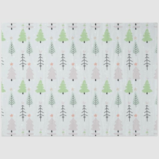 Groene en grijze kerstbomen sterren kerst tissuepapier (Voorkant)