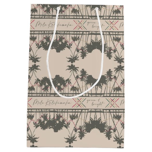 Groene en heldere, Hawaiiaanse stijlkerst Medium Cadeauzakje (Achterkant)