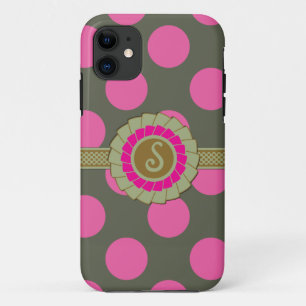 Groene en hete roze polka stippen iphone 5 hoesje