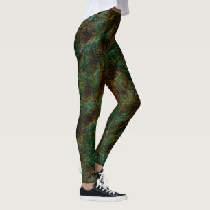 Groene en koraalgespikkelde wandstijl leggings