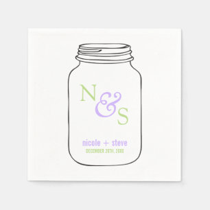 Groene en Lavendel Mason Jar Monogrammed Bruiloft Servetten