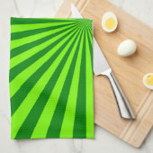 Groene en Limoen Funky Striped Abstracte Kunst Theedoek (Quarter Fold)