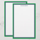 Groene en marineblauwe grenzen toevoegen Jouw naam Briefpapier (Voorkant / Achterkant)
