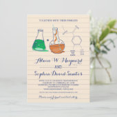 Groene en Oranje Chemie Huwelijksuitnodigingen Save The Date (Staand voorkant)