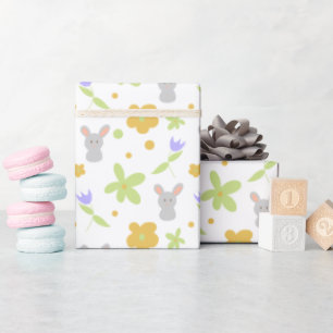 Groene en Oranje Floral met raket Cadeaupapier