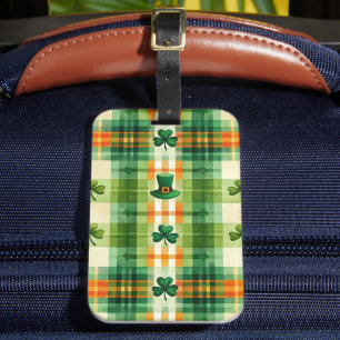 GROENE EN ORANJE IERSE PLAID PATRONEN BAGAGELABEL