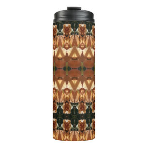 Groene en oranje Ikat Thermosbeker