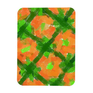 Groene en Oranje moderne Abstracte kunst door Eliz Magneet