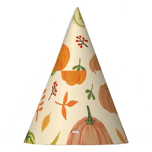 Groene en oranje pompoenen, naadloos patroon. feesthoedjes (Links)