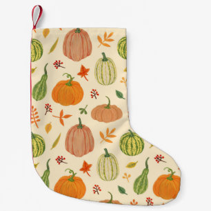 Groene en oranje pompoenen, naadloos patroon. kleine kerstsok