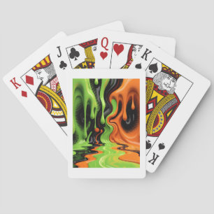 Groene en oranje slijmdeken pokerkaarten