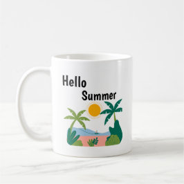 Groene en oranje speelse hallo zomer mok