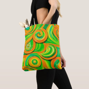 Groene en Oranje spiraal Draagtas