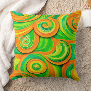 Groene en Oranje spiraal Kussen