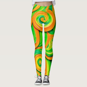Groene en oranje spiraal leggings