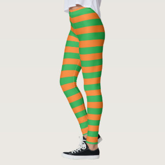 Groene en Oranje strepen Leggings