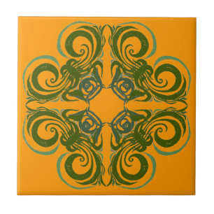Groene en Oranje tegels Tegeltje