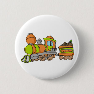Groene en Oranje trein Ronde Button 5,7 Cm