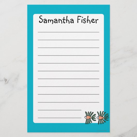 Groene en Oranje tweekleppige vis Briefpapier (Voorkant)