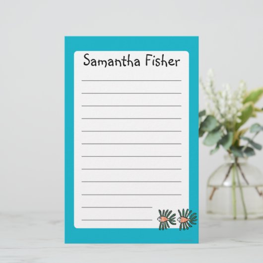 Groene en Oranje tweekleppige vis Briefpapier (Staand voorkant)