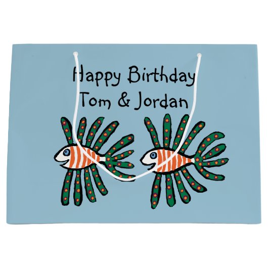 Groene en Oranje tweekleppige vis Groot Cadeauzakje (Voorkant)