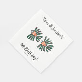 Groene en Oranje Twin Fin Fish Servetten (Hoek)