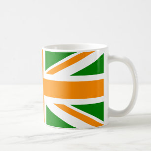 Groene en oranje Union Jack Koffiemok