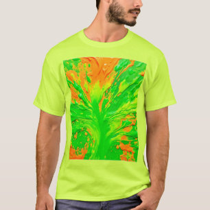 Groene en oranje verfexplosie t-shirt