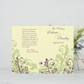 Groene en Paarse Abstracte Floral Wedding Programm (Staand voorkant)