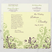 Groene en Paarse Abstracte Floral Wedding Programm (Voorkant / Achterkant)