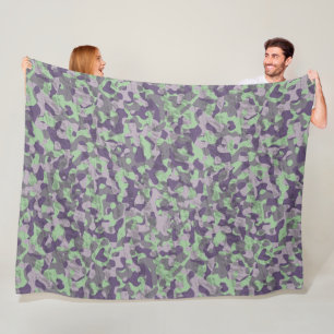 groene en paarse camouflage abstract fleece deken