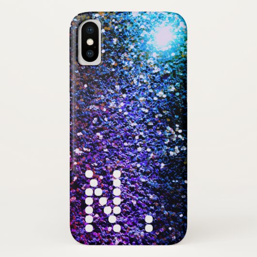 Groene en Paarse Glitter komet sterren & Monogram Case-Mate iPhone Case (Achterkant)