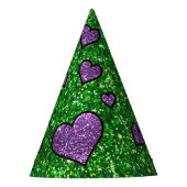 Groene en Paarse Glitter Party Pet Feesthoedjes (Voorkant)