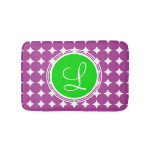 Groene en Paarse Polka Dot Monogram Badmat
