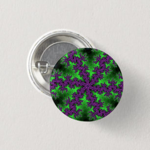 Groene en Paarse Snowflake Ronde Button 3,2 Cm