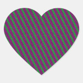 Groene en Paarse strips Hart Sticker (Voorkant)