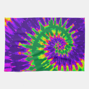 Groene en Paarse Tie Dye Kitchen Towel Theedoek